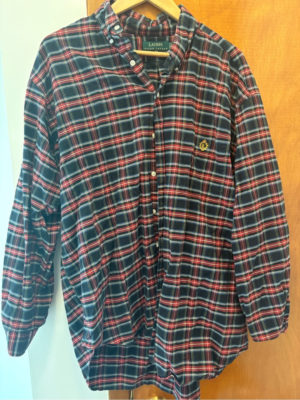Ralph Lauren Red and Navy Plaid Button-Down Shirt